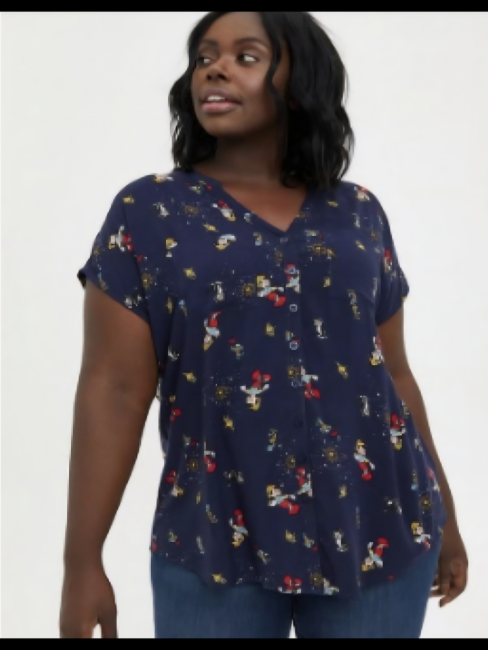 NWT Disney Torrid Pinocchio And Figaro Navy Short-Sleeve  Harper Size 2 Plus